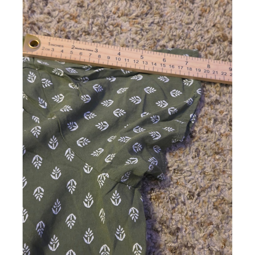 Old Navy Floral Print Romper Womens Size Large Green White Back Keyhole Pockets - Picture 10 of 10
